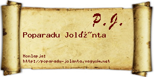 Poparadu Jolánta névjegykártya